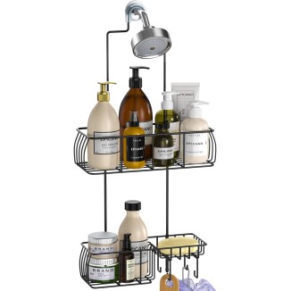 Shower Caddy Hanging, Anti-Swing Over Head Shower Caddy Rustproof