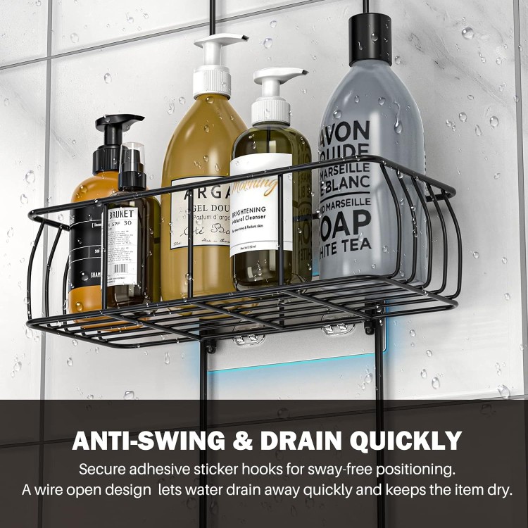 Shower Caddy Hanging, Anti-Swing Over Head Shower Caddy Rustproof