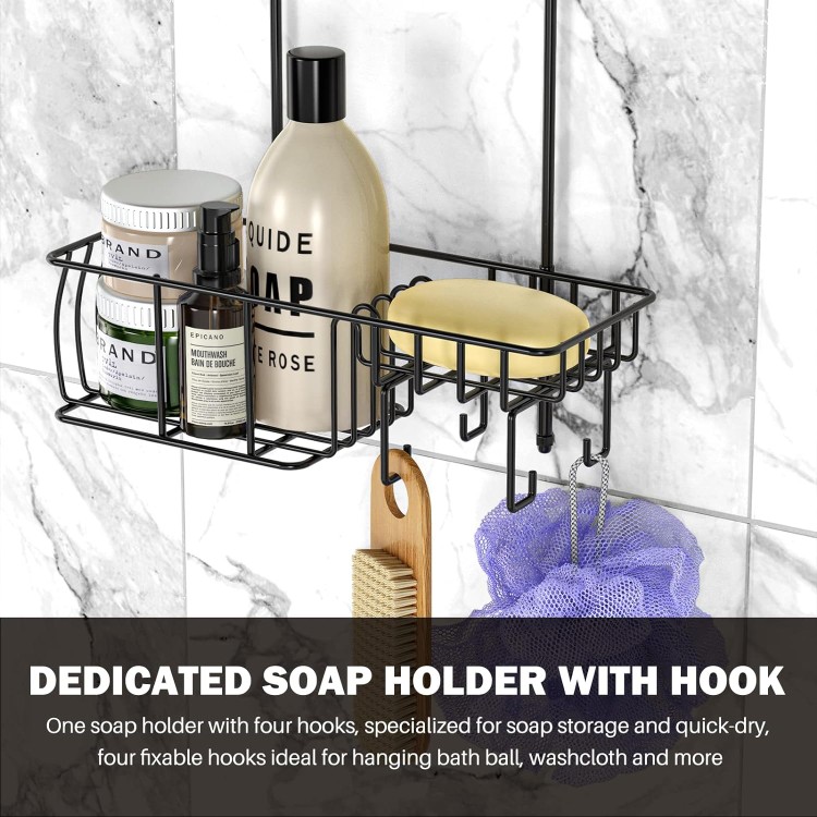 Shower Caddy Hanging, Anti-Swing Over Head Shower Caddy Rustproof