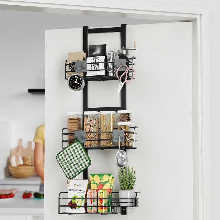 Over The Door Shower Caddy Pantry Organizer Rack with Reliable Hooks