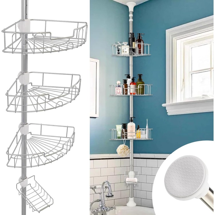 Shower Caddy Tension Pole, Stainless Steel Rustproof Bathroom Bathtub