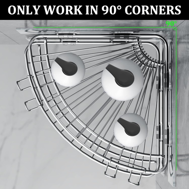 Corner Shower Caddy Stainless Steel with Hooks Wall Mounted Bathroom