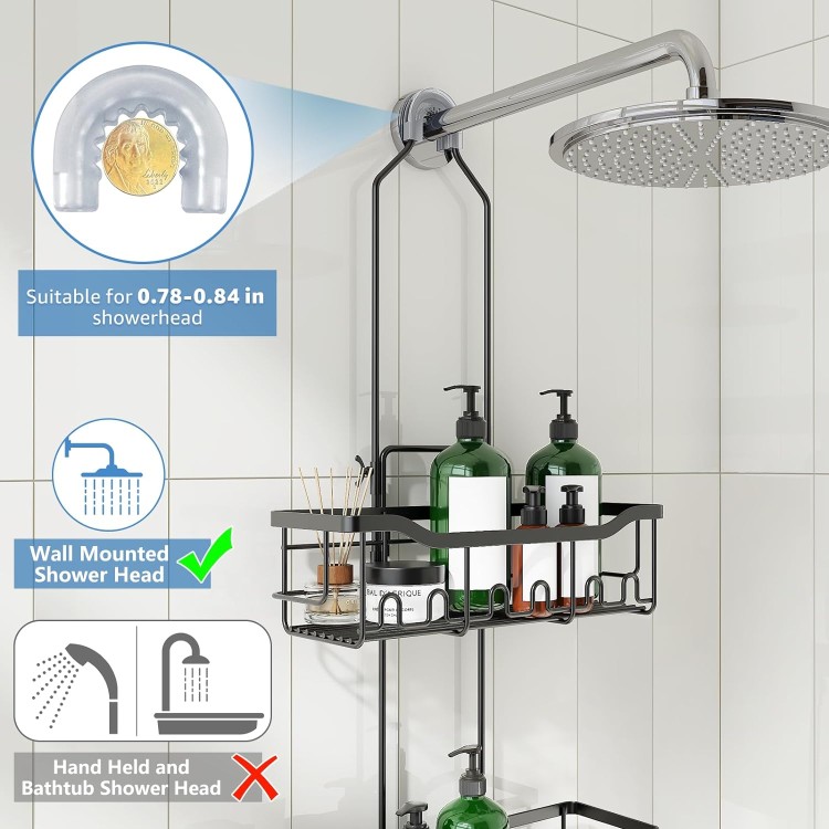 Shower Caddy, Upgraded Extended Length Shower Caddy Over Showerhead