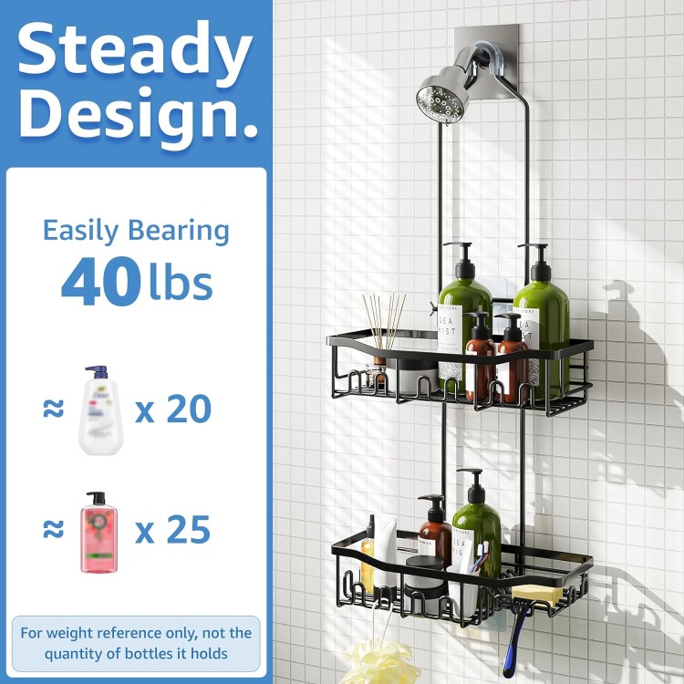 Shower Caddy, Upgraded Extended Length Shower Caddy Over Showerhead