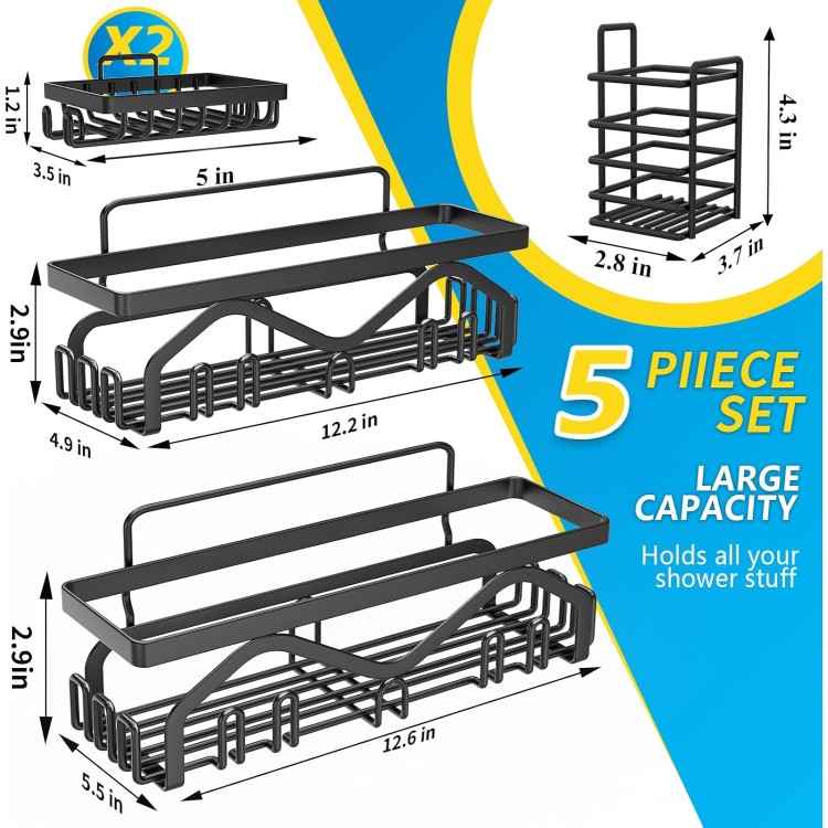 Shower Caddy, Shower Shelves [5-Pack], Adhesive Shower Organizer