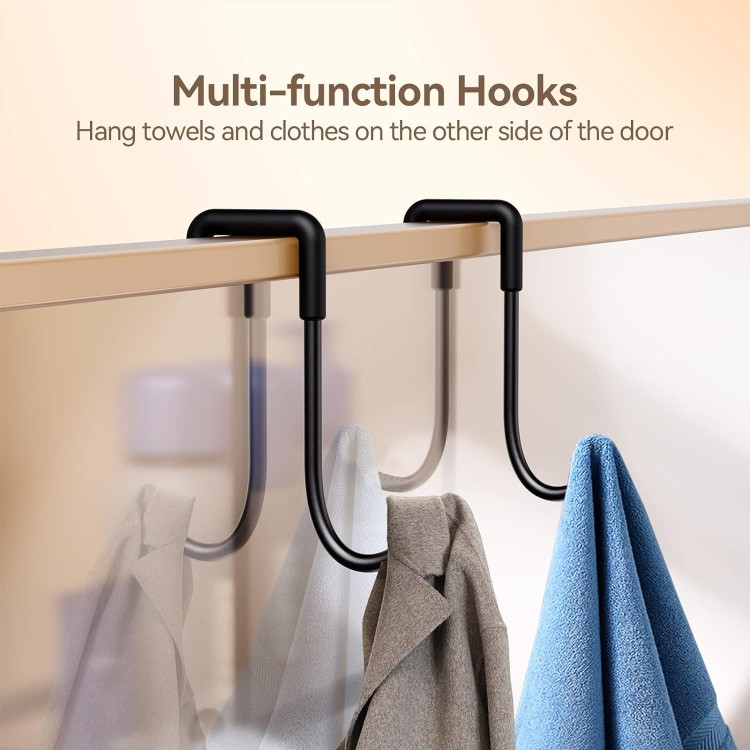 Over Shower Door Caddy, Hanging Organizer With 2-Tier Rack and Hooks