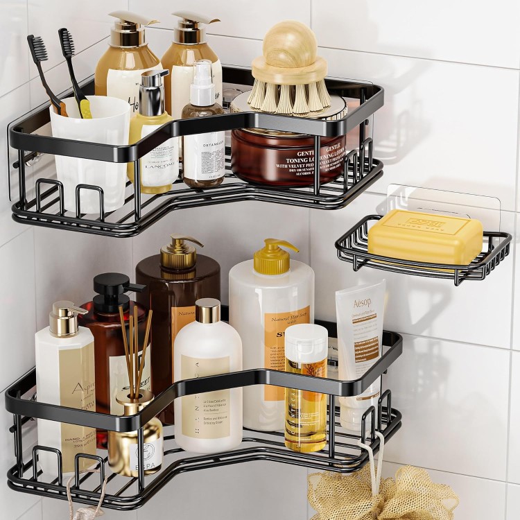 Shower Caddy, Shower Organizer with Soap Holder, Corner Shower Caddy