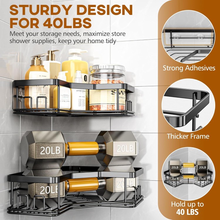 Shower Caddy, Shower Organizer with Soap Holder, Corner Shower Caddy