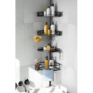 Corner Shower Caddy Tension Pole: Quick Installation 4-Tier Rustproof