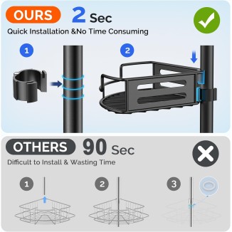 Corner Shower Caddy Tension Pole: Quick Installation 4-Tier Rustproof