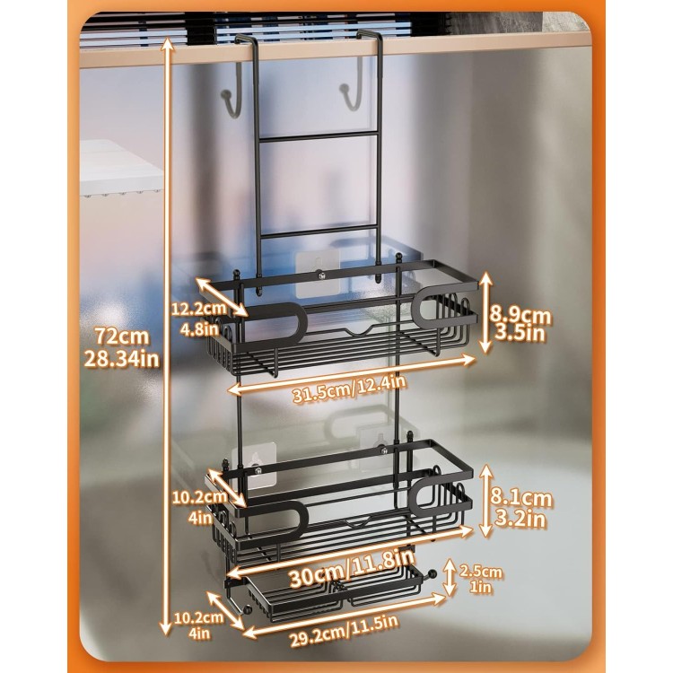 Over The Door Shower Caddy With Double Soap Holder, Stainless Steel