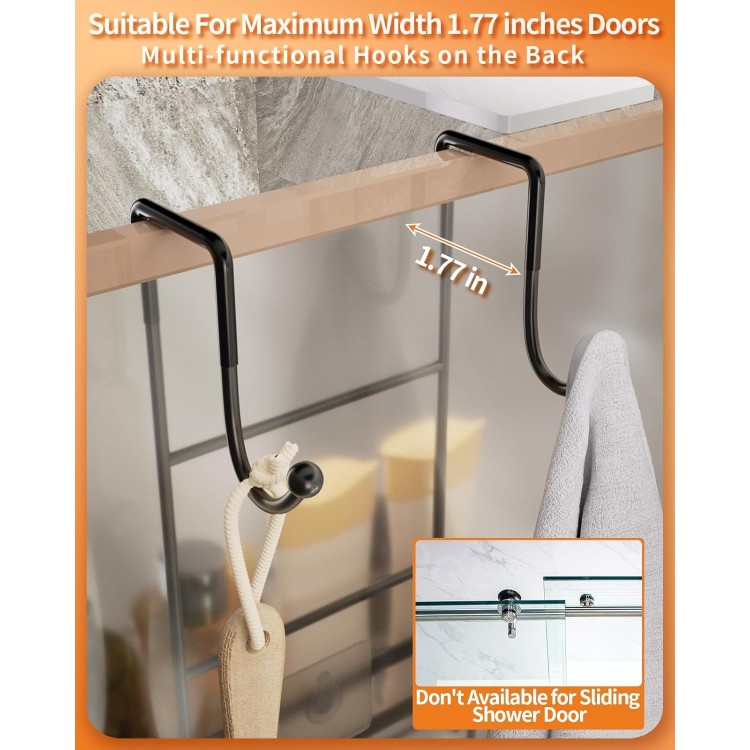 Over The Door Shower Caddy With Double Soap Holder, Stainless Steel