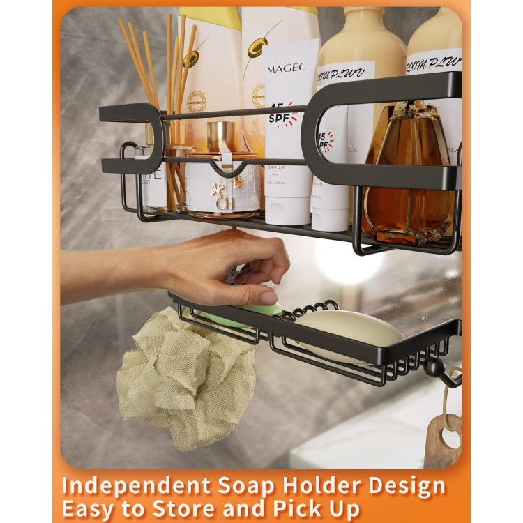 Over The Door Shower Caddy With Double Soap Holder, Stainless Steel