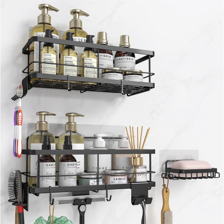 Shower Caddy, Adhesive Improved Shower Shelves , Shower Storage(Black)