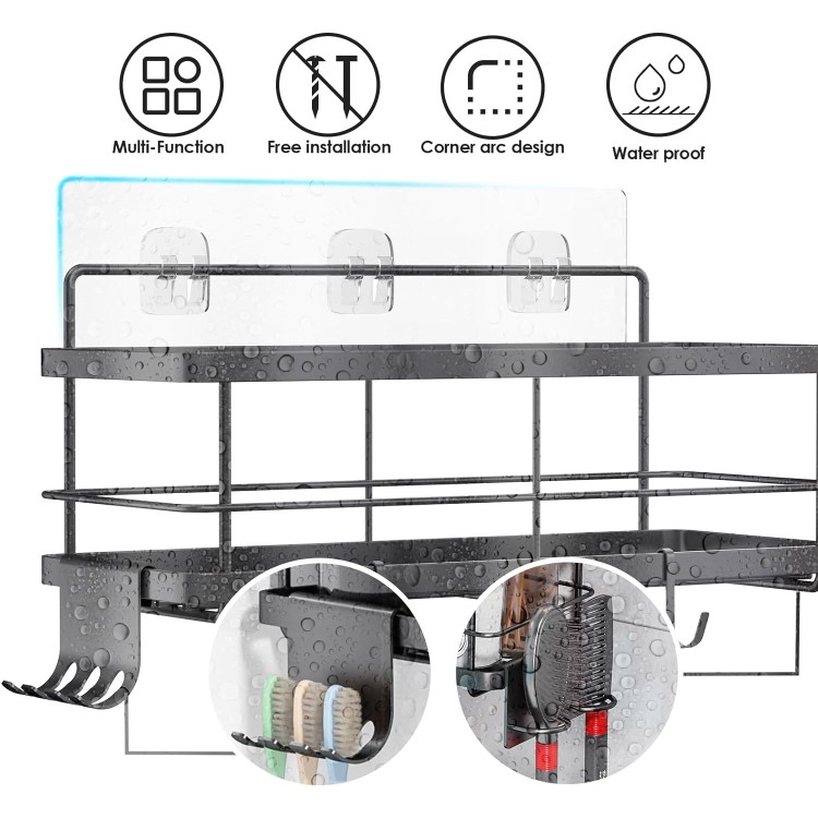 Shower Caddy, Adhesive Improved Shower Shelves , Shower Storage(Black)