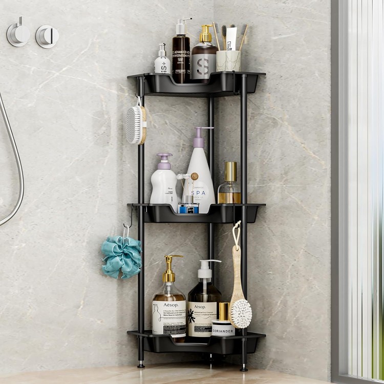 Corner Shower Caddy Standing - 3 Tier Floor Standing Shower Organizer