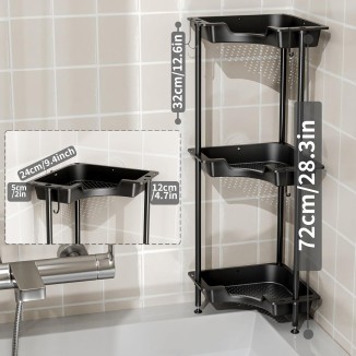 Corner Shower Caddy Standing - 3 Tier Floor Standing Shower Organizer