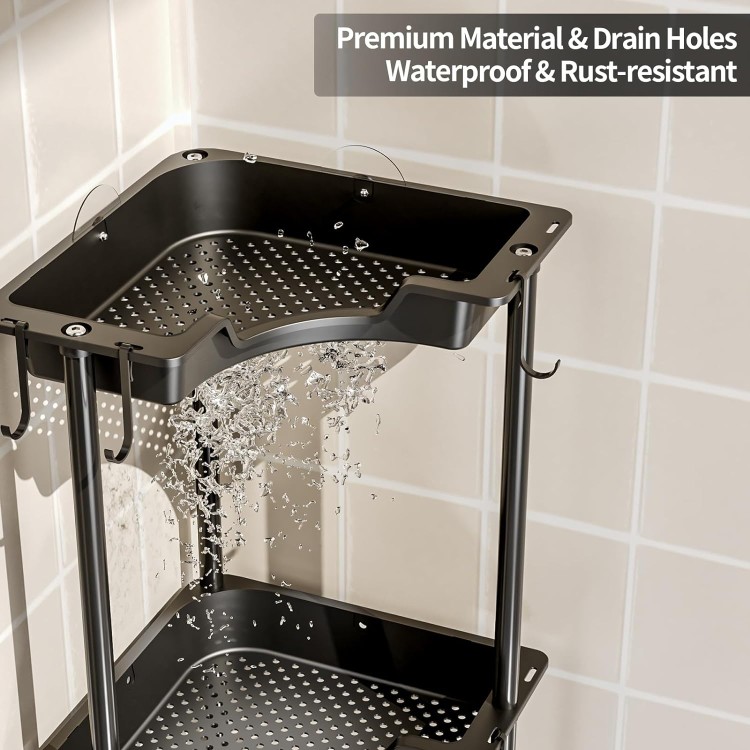 Corner Shower Caddy Standing - 3 Tier Floor Standing Shower Organizer