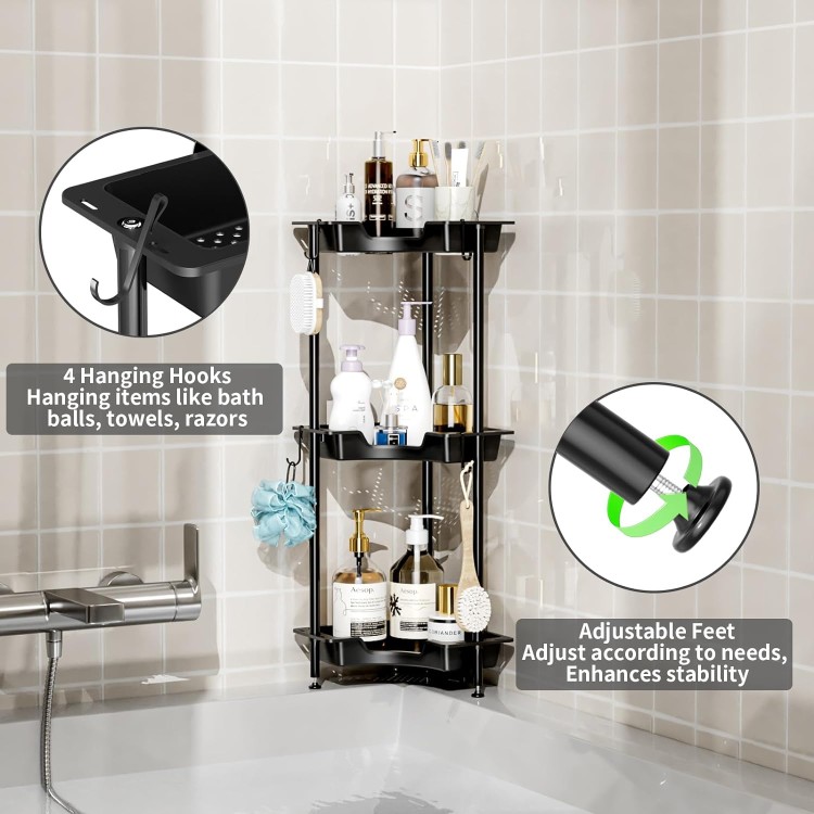 Corner Shower Caddy Standing - 3 Tier Floor Standing Shower Organizer