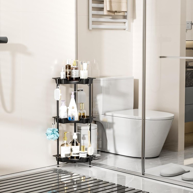 Corner Shower Caddy Standing - 3 Tier Floor Standing Shower Organizer