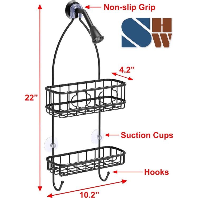 Simple Houseware Bathroom Hanging Shower Head Caddy Organizer, Black