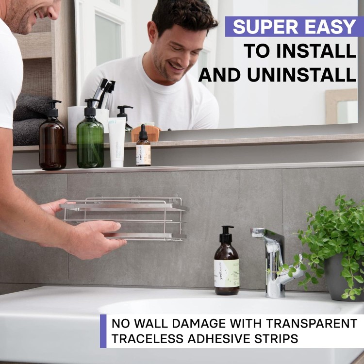 Shower Shelves 2-Pack - Premium Self Adhesive Shower Caddy