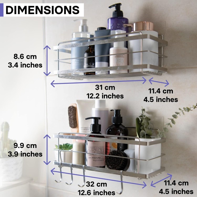 Shower Shelves 2-Pack - Premium Self Adhesive Shower Caddy