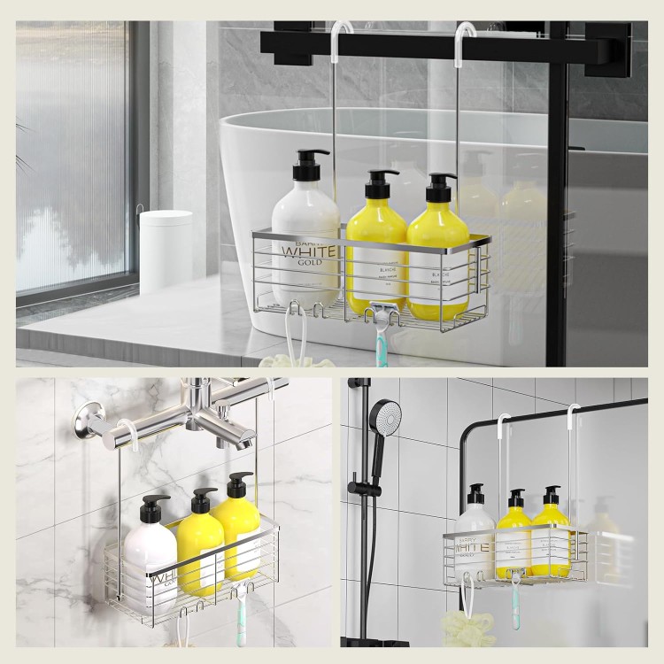 Hanging Shower Organizer, Shower Rack with Hooks Over the Door