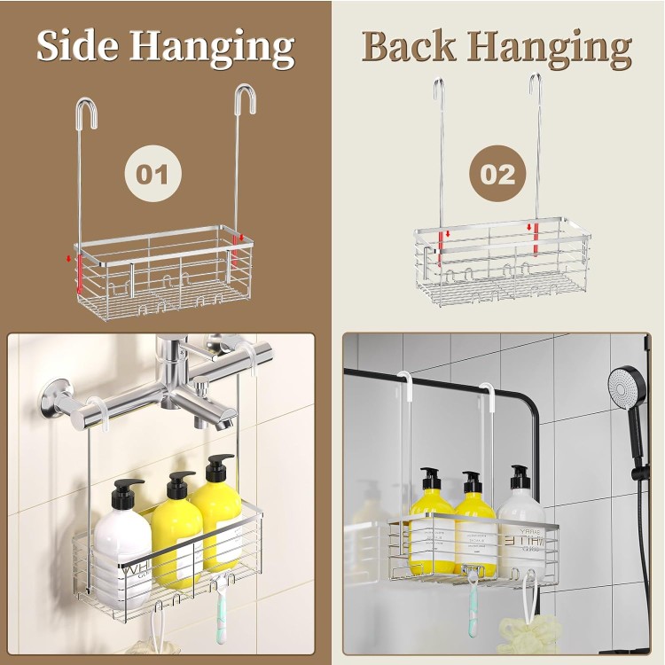 Hanging Shower Organizer, Shower Rack with Hooks Over the Door