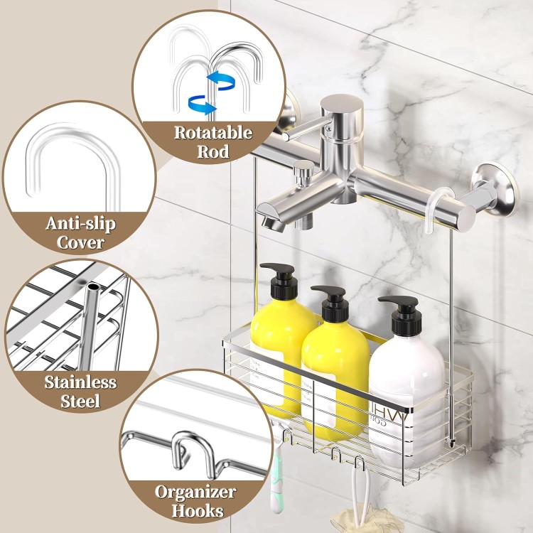 Hanging Shower Organizer, Shower Rack with Hooks Over the Door