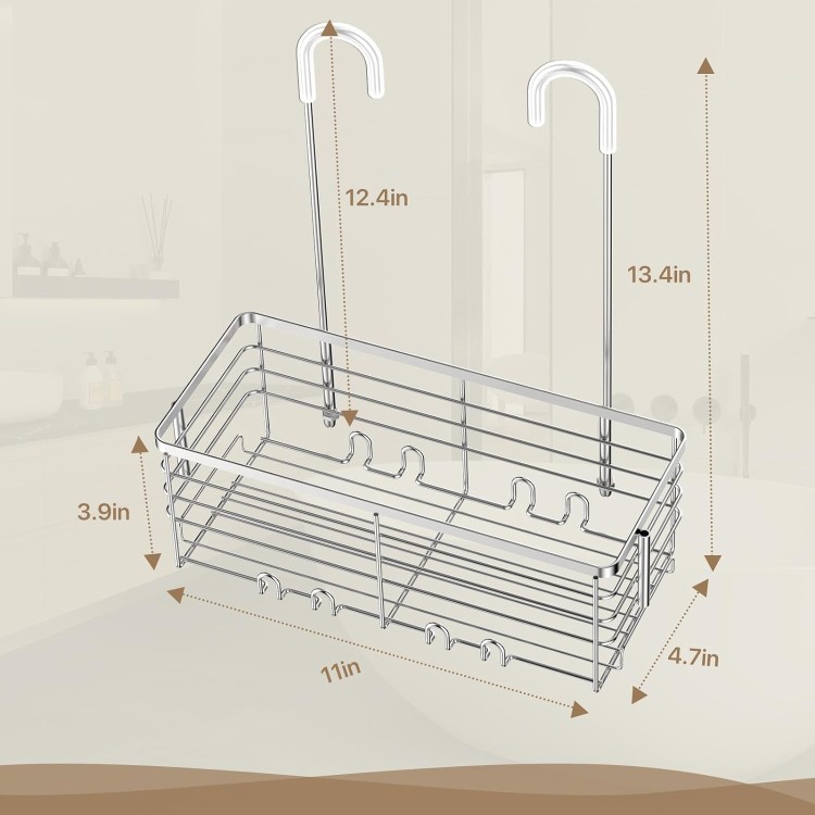 Hanging Shower Organizer, Shower Rack with Hooks Over the Door