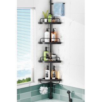 Corner Shower Caddy Tension Pole: 4 Tier Shampoo Storage Organizer