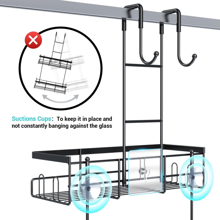 Over the Door Shower Caddy Hanging: Black Rustproof Shower Organizer