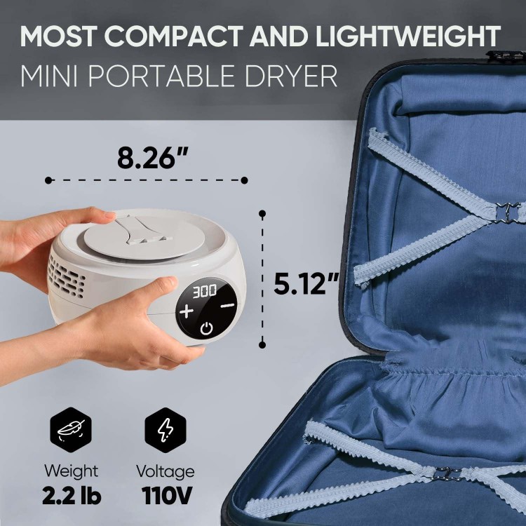 Smart Portable Clothes Dryer | Mini Dryer for Hotel, Apartment, RV, Travel - Premium Mini Dryer Machine for Light Clothes, Underwear, Baby Clothes - Quick Small Foldable Compact