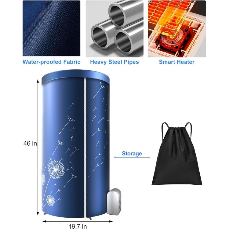 Portable Dryer, 46Inch -1000W Portable Clothes Dryer, Travel Portable Dryer Machine for Clothes with Timer, Mini Dryer for Apartment