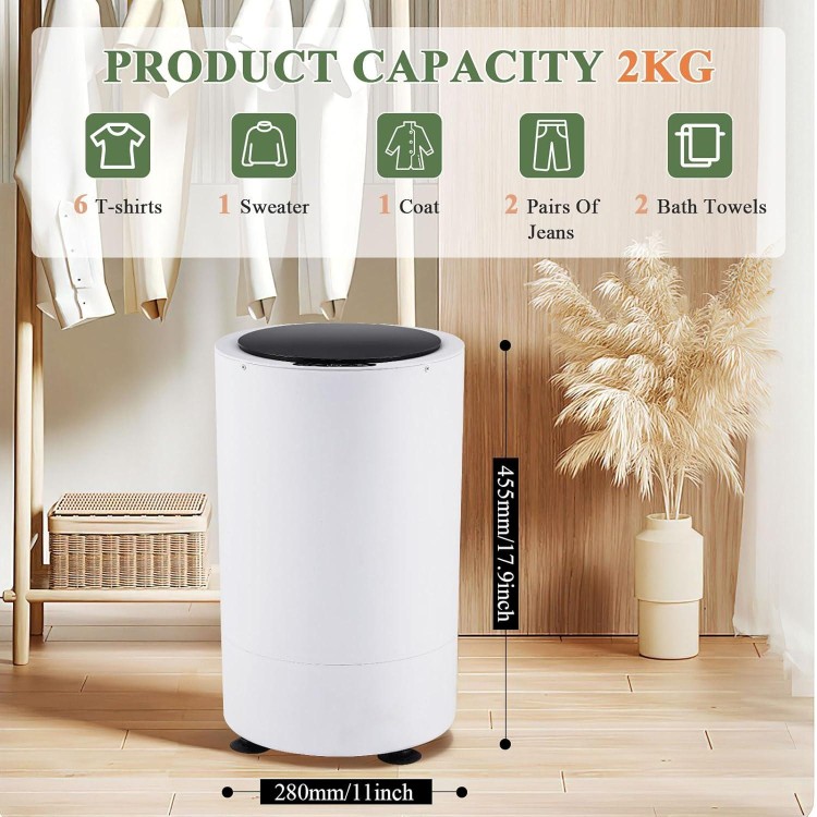 Meticuloso Electric Clothes Spin Dryer, Portable Mini Dryer, 110V Compact Spin Dryer Laundry Dryer for Apartment, School, Dorm, RV, Camping