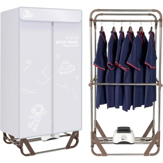 Uten Clothes Dryer, 1500W Power Electric Clothes Dryer Machine with Timer, 2-Tier Laundry Drying Wardrobe, Foldable Clothes Drying Rack and Dryer for Travel, Apartments, RV, Home