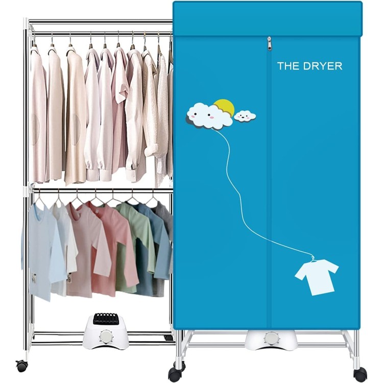 Portable Dryer,110V 1000W Electric Clothes Dryer Machine Double layer Stackable Clothes Drying Rack for Apartments, RV,Laundry,and More