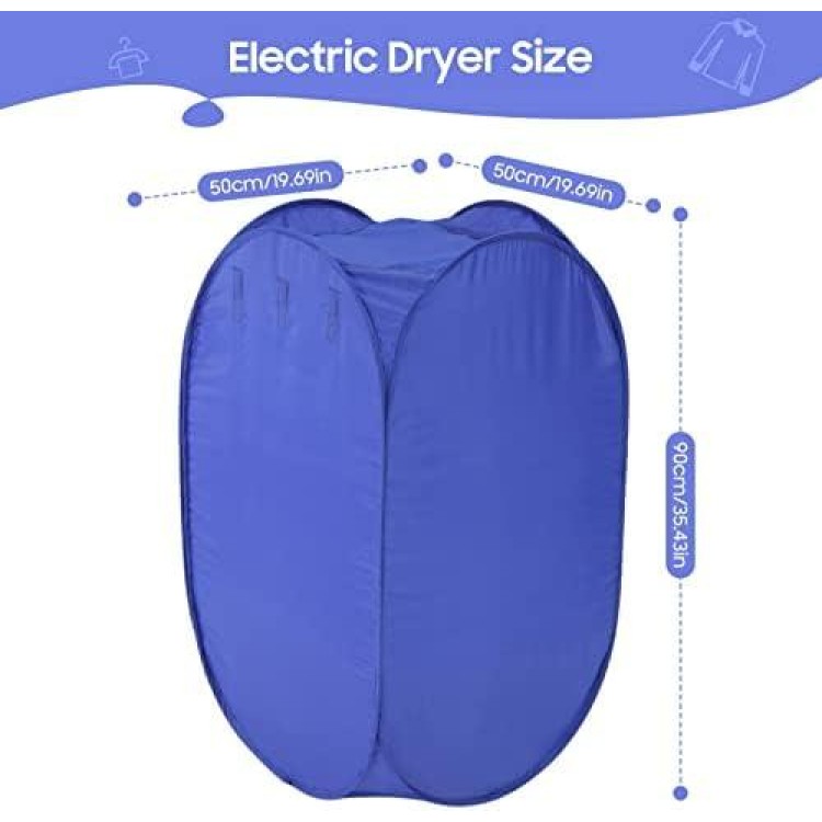 Electric Clothes Dryer, 800W Vent-less Portable Electric Air Clothing Drying Machine Fast Dryer Fold-able Fast Garment Dryer Heater for Home Dormitory Travelling 19.69 x 19.69 x 35.43inch US Plug