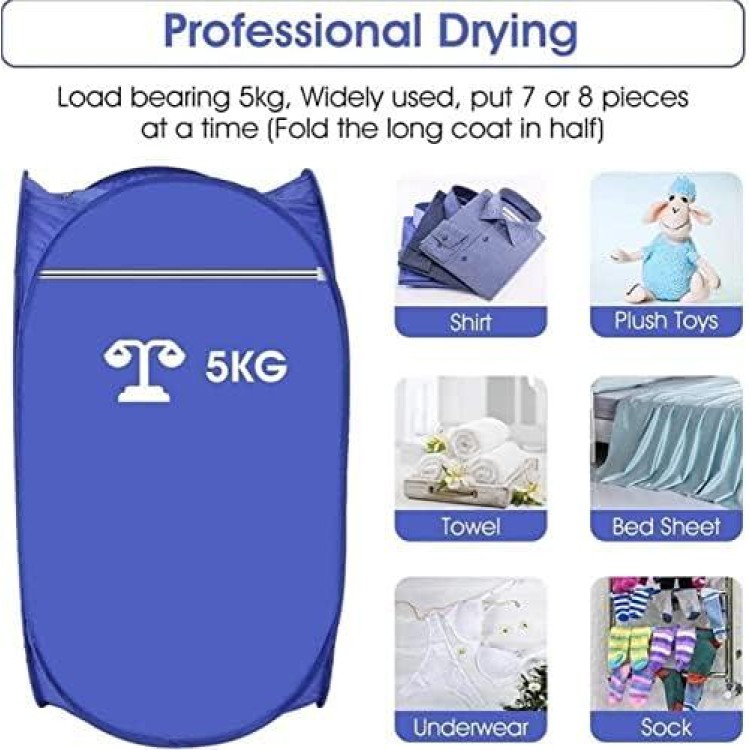 Electric Clothes Dryer, 800W Vent-less Portable Electric Air Clothing Drying Machine Fast Dryer Fold-able Fast Garment Dryer Heater for Home Dormitory Travelling 19.69 x 19.69 x 35.43inch US Plug