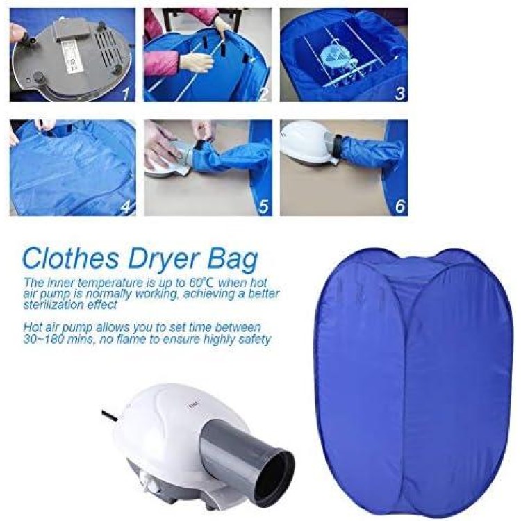 Electric Clothes Dryer, 800W Vent-less Portable Electric Air Clothing Drying Machine Fast Dryer Fold-able Fast Garment Dryer Heater for Home Dormitory Travelling 19.69 x 19.69 x 35.43inch US Plug