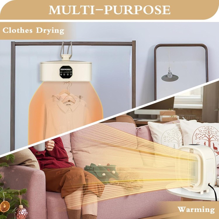 Upgraded Portable Clothes Dryer - Heater 2-in-1, 15 Min Quick Drying - With Drying Bag - 130L Large Capacity - Timer - Foldable, Fast Drying and Everyday Clothing ﻿