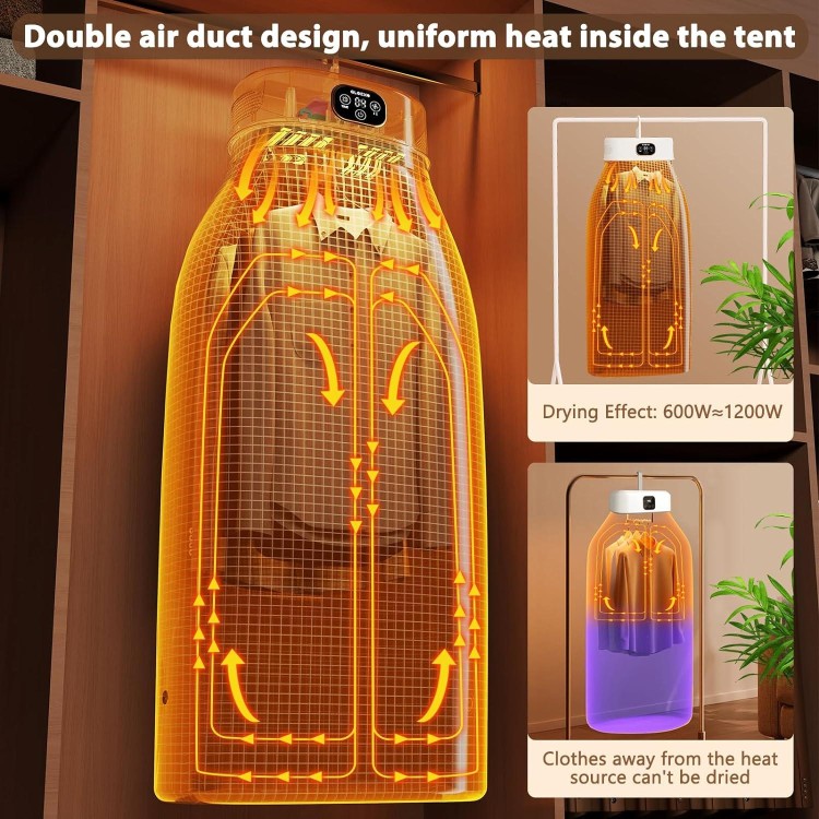 Powerful Heating Portable Cloth Dryer,Mini Electric Machine for Apartment Laundry Travel RV,UV/Time Set/2 Modes/Quiet/Safety/Save Electricity,Let Cloth Bask in the Sun,Quick Easy to Use