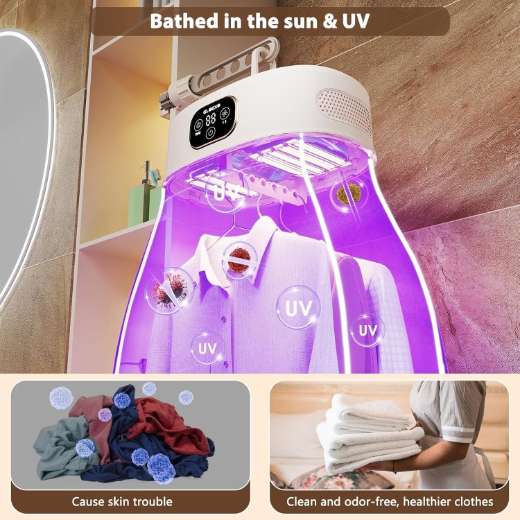 Powerful Heating Portable Cloth Dryer,Mini Electric Machine for Apartment Laundry Travel RV,UV/Time Set/2 Modes/Quiet/Safety/Save Electricity,Let Cloth Bask in the Sun,Quick Easy to Use