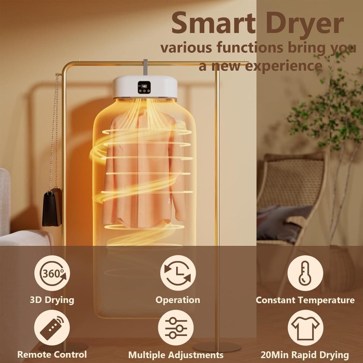 Portable Clothes Dryer，Conveniently Stored Mini Portable Dryer, Compact Dryer Machine with Timer function, Portable Dryer for Apartments, Dorms, Travel and RV, G-1035