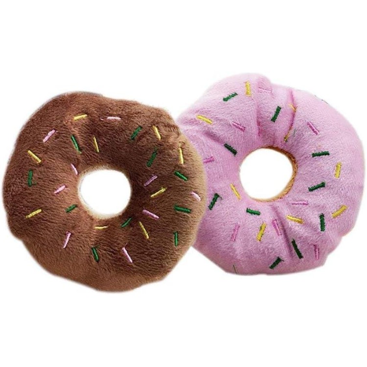 Pet Donut Shape Plush Play Toys Pet Chew Squeaky Toy Dog Cat Sound Playing Tool| Lovely and Professional