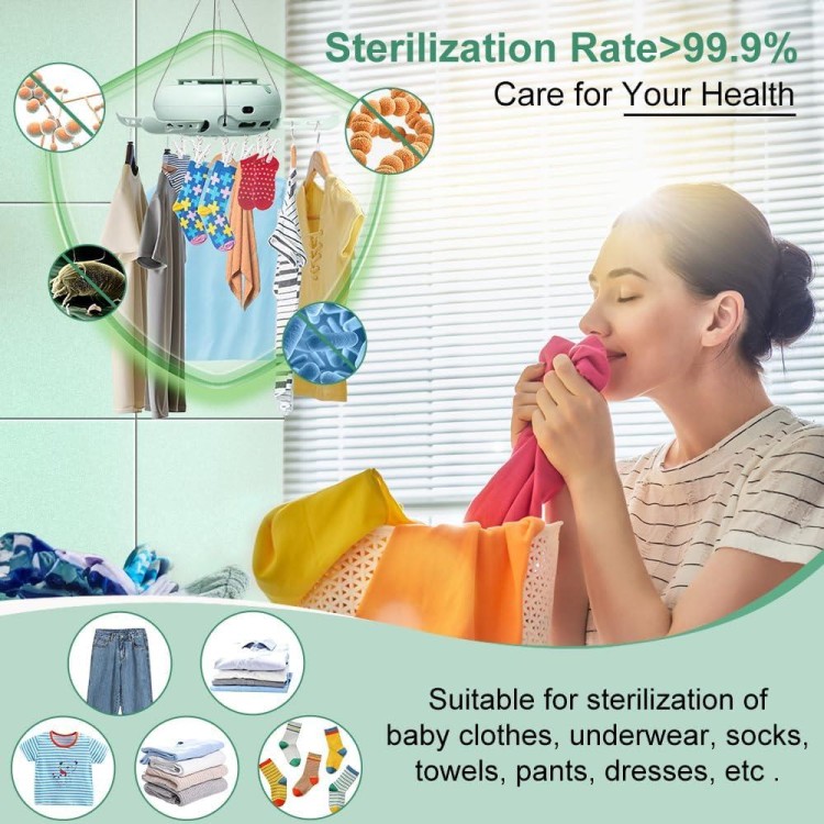 Portable Clothes Dryer Electric Multifunctional Clothe Dryer Heated Foldable Drying Rack Airer with Timer Compact Clothes Dryer Machine for Apartments RV Travel