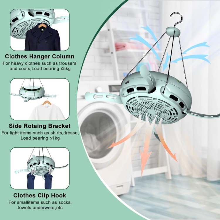 Portable Clothes Dryer Electric Multifunctional Clothe Dryer Heated Foldable Drying Rack Airer with Timer Compact Clothes Dryer Machine for Apartments RV Travel