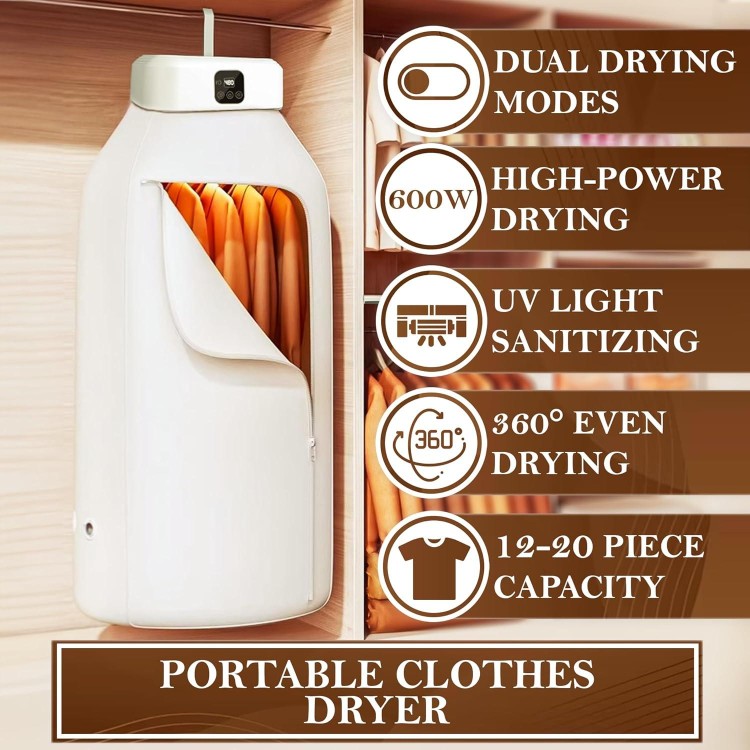 Portable Clothes Dryer for Travelling, RV, Apartment Premium Mini Dryer Machine for Light Clothes, Underwear, Baby Clothes - Quick and Easy to Use Small/Compact Dryer Machine, PR-01