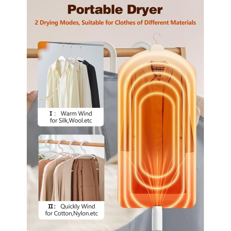 Portable Clothes Dryer, Portable Mini Clothes Dryer with Shoes Drying Attachment and Foldable Drying Rack, Timers Automatically Shutdown Mini Clothes Dryer for Apartment and Travel Laundry